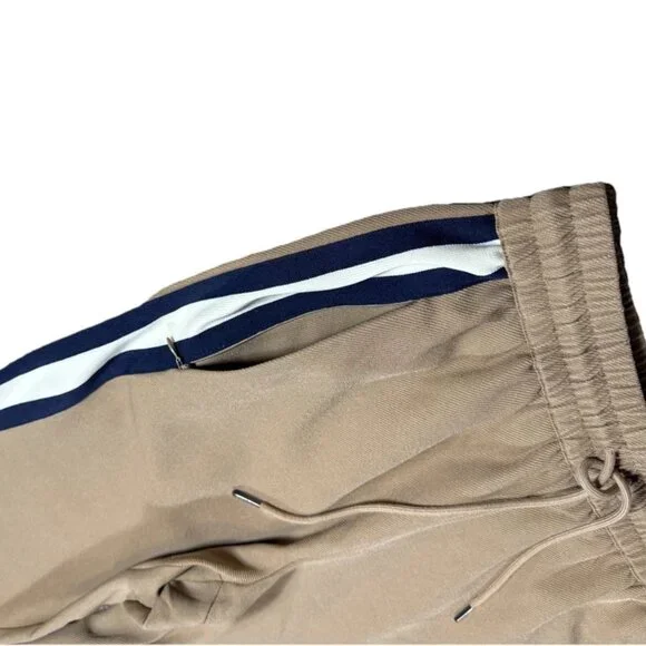 Wyse London Anya Cuffed Joggers $280 Tan Side Stripe Pants Stretch Size Small 2R